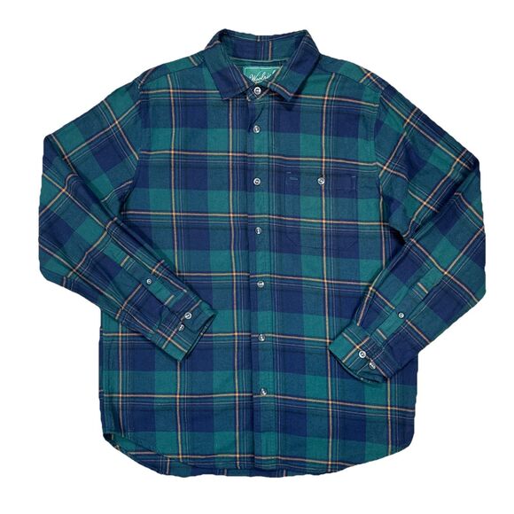 Woolrich The Green Label Collection Shirt Jacket Mens Sz Large Green Blue Plaid - Picture 1 of 5